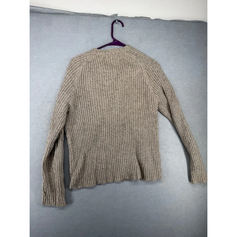 Abercrombie & Fitch Mens V-Neck Ribbed Wool Blend Sweater Oatmeal Large